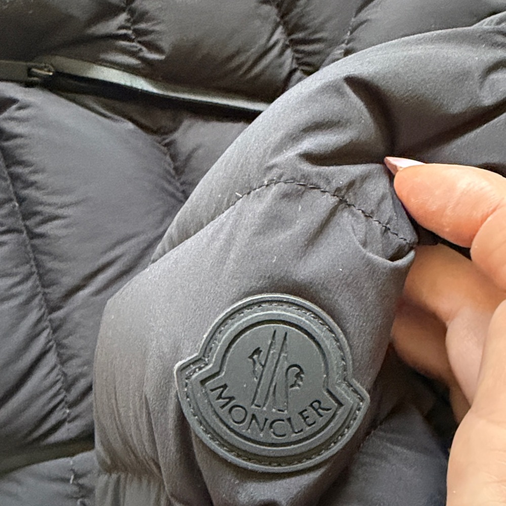 Women’s Herbe Moncler Black Hooded Puffer Jacket size Moncler 2 - Picture 12 of 12